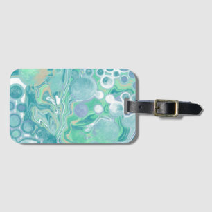 Teal Green Blue Marble Fluid Art Luggage Tag