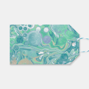 Teal Green Blue Marble Fluid Art To and From Gift Tags