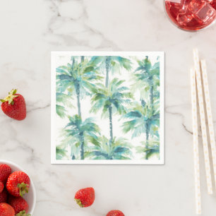 Teal Green Blue Palm Trees Napkin