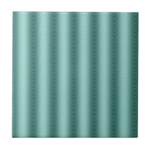 Teal Green Blue Wavy Modern Pattern Tile