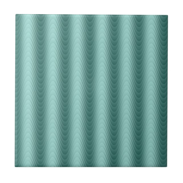 Teal Green Blue Wavy Modern Pattern Tile (Front)