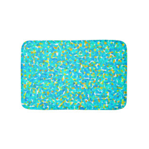 Teal Green Blue Yellow Abstract Pattern Bath Mat