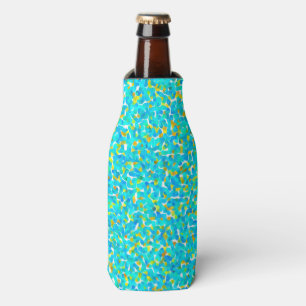 Teal Green Blue Yellow Abstract Pattern Bottle Cooler