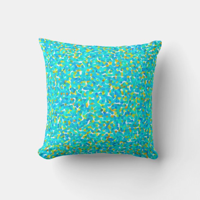 Teal Green Blue Yellow Abstract Pattern Cushion (Front)