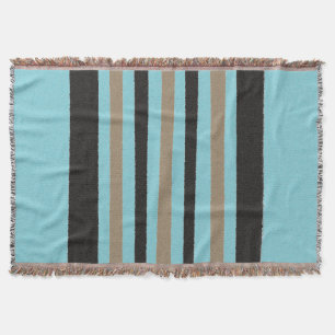 Teal Green Blue Yellow Black Stripes Throw Blanket
