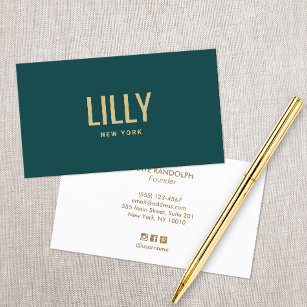 Teal Green Bold Modern Typography Business Card