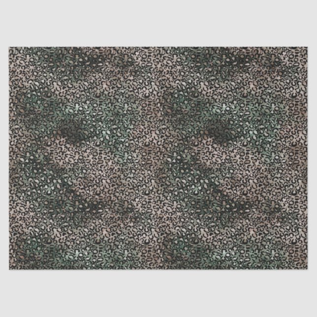 Teal Green Brown Leopard Print Tissue Paper (Front)