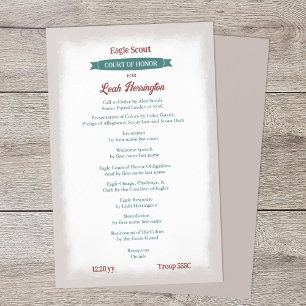 Teal Green & Burgundy Court of Honour Program Flyer