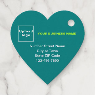 Teal Green Business Brand on Heart Shape Foil Tag