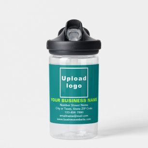 Teal Green Business Brand on Kids 14 oz Water Bottle