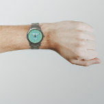 Teal Green Business Brand on Men's Watch<br><div class="desc">Your business logo on teal green background on men's watch. Accessory that you can include in your promotional products, giveaway items or gifts to your customers or clients to advertise your business or to promote your brand. Customisable watch that you can put your business logo to build brand name awareness....</div>