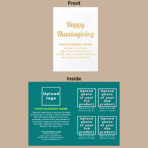 Teal Green Business Brand on Thanksgiving Foil Card