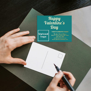 Teal Green Business Brand on Valentine Foil Holiday Postcard
