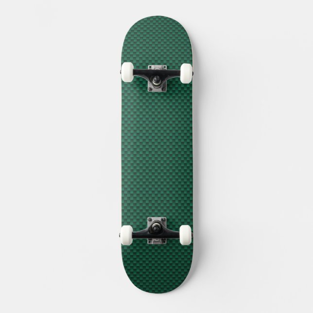 Teal Green Carbon Fibre Print Skateboard (Front)
