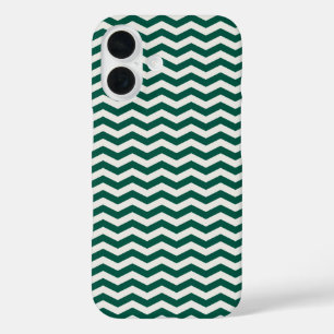 Teal Green Chevron zig zag stripe pattern iPhone 16 Case