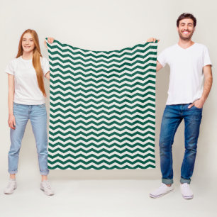 Teal Green Chevron zig zag stripe pattern Fleece Blanket