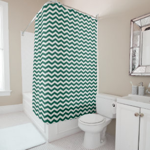 Teal Green Chevron zig zag stripe pattern Shower Curtain