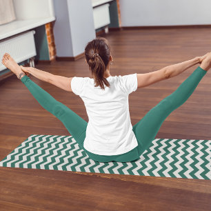 Teal Green Chevron zig zag stripe pattern Yoga Mat
