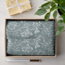 Teal Green Chintz Reverie Elegant Botanical Print
