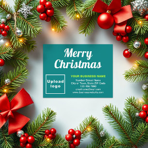 Teal Green   Christmas   Business   Small Flat Holiday Card