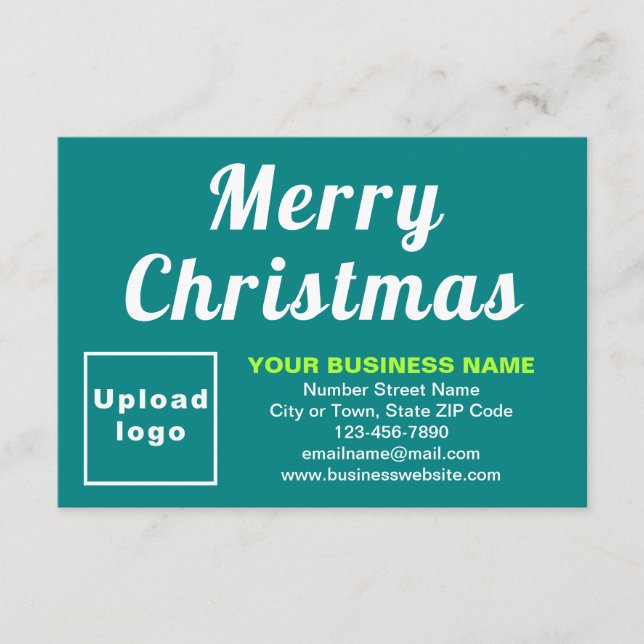 Teal Green | Christmas | Small Flat Greeting Card (Front)