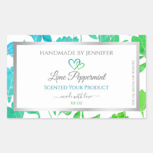 Teal Green Colours Floral Product Packaging Labels