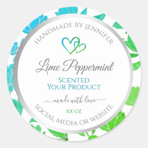 Teal Green Colours Floral Product Packaging Labels