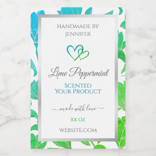 Teal Green Colours Floral Product Packaging Labels