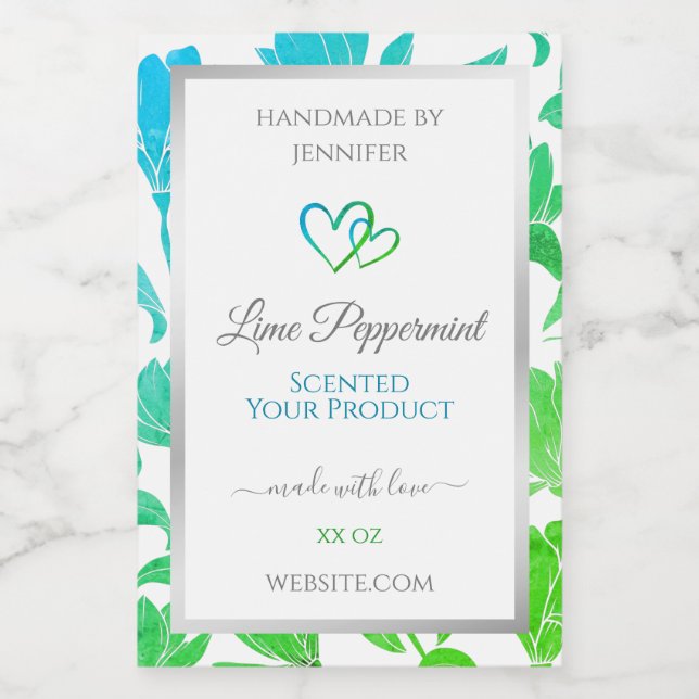 Teal Green Colours Floral Product Packaging Labels (Single Label)