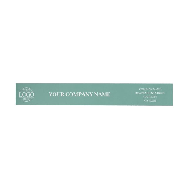 Teal Green Custom Simple Business Logo Branded Wrap Around Label (Individual)