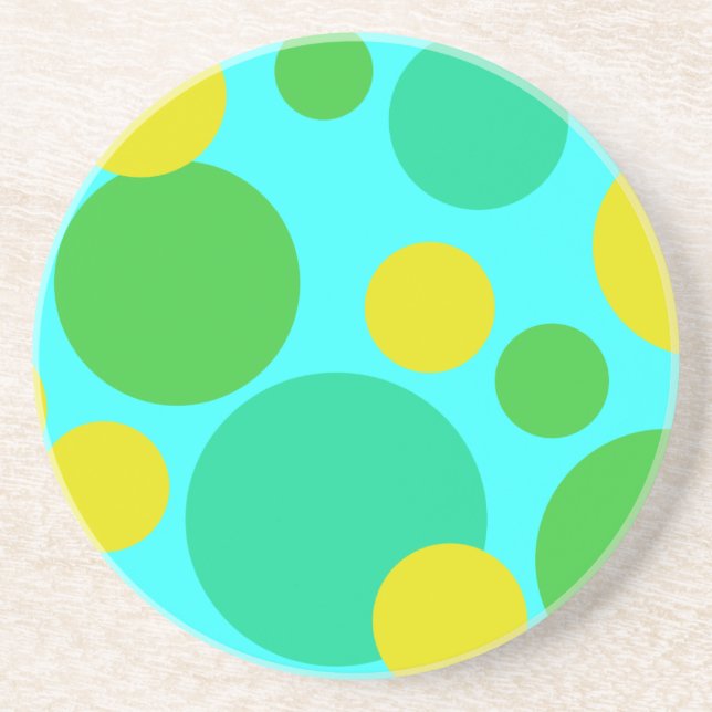 Teal & Green Dots Coaster (Front)