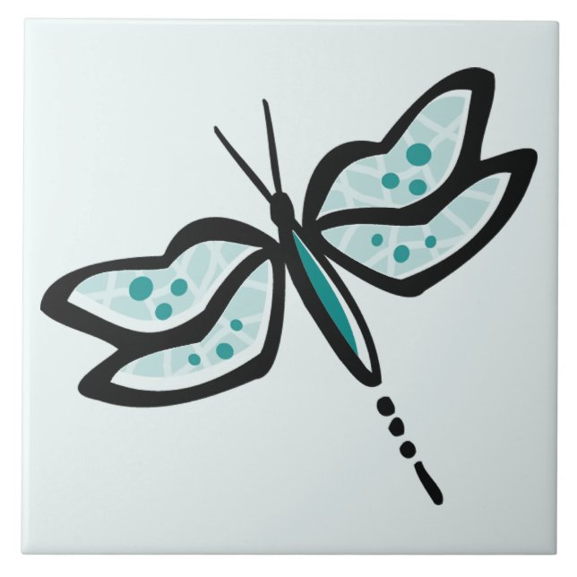 Teal Green Dragonfly Tile (Front)