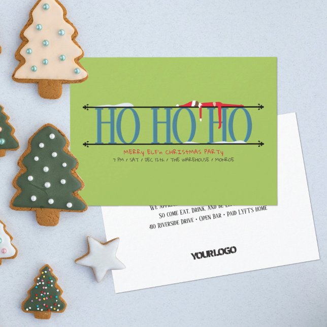 Teal & Green Elf Shenanigans Staff Christmas Party Invitation (Creator Uploaded)