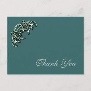 TEAL GREEN  Embellished Photo Thank you card
