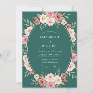 Teal Green Enchanting Botanical Wedding Invitation