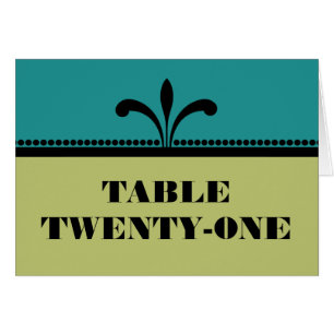 Teal/Green Fancy Art Deco Table Number Card