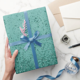 Teal Green Faux Glitter  Wrapping Paper