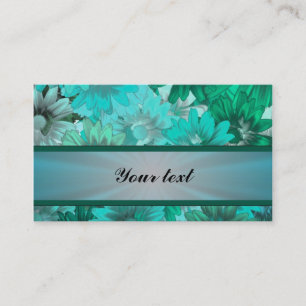 Teal green floral pattern business card