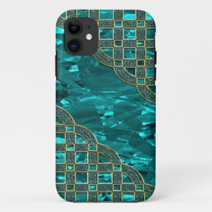 Teal Green Foil, Golden Glitter Lattice Case-Mate iPhone Case