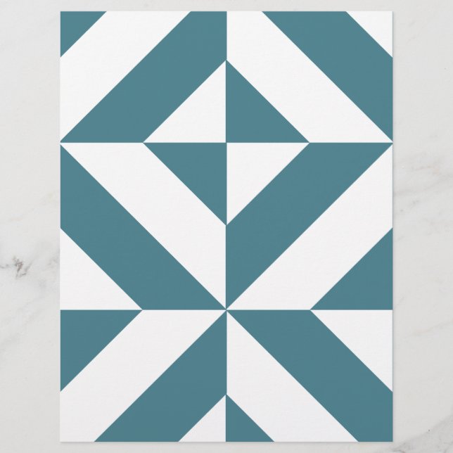 Teal Green Geometric Deco Cube Scrapbook Paper (Front)