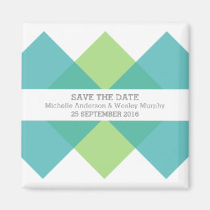 Teal Green Geometric Triad Save the Date Magnet