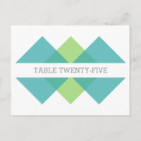 Teal Green Geometric Triad Table Number Postcard