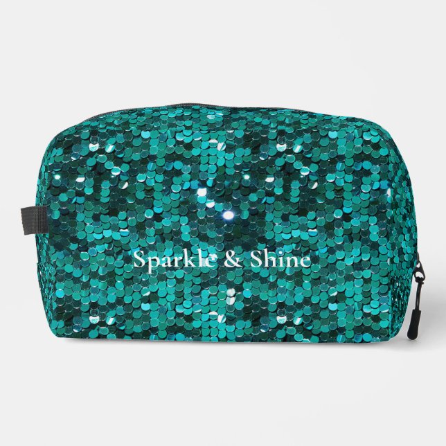 Teal Green Glam Confetti Dopp Kit (Front)