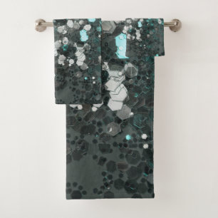 Teal Green Glitter Glam #1 (Faux Glitter) #decor Bath Towel Set