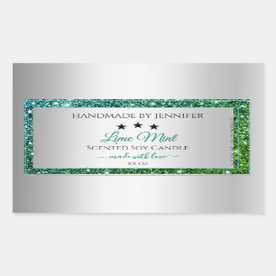 Teal Green Glitter Silver Product Packaging Label