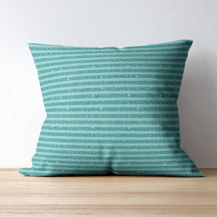 Teal Green Glitter Style Horizontal Stripes Cushion