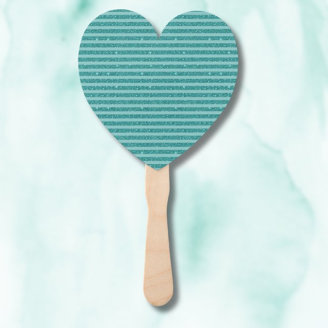 Teal Green Glitter Style Horizontal Stripes Hand Fan (Creator Uploaded)