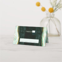 Teal Green & Gold Agate Geode Wedding Table Number