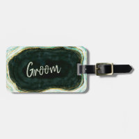 Teal Green & Gold Agate Marble Groom Travel