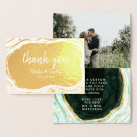Teal Green & Gold Agate Thank You Wedding Photo